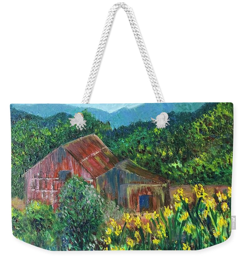 Impressionism Weekender Tote Bag featuring the painting Old Schoolhouse by Raji Musinipally