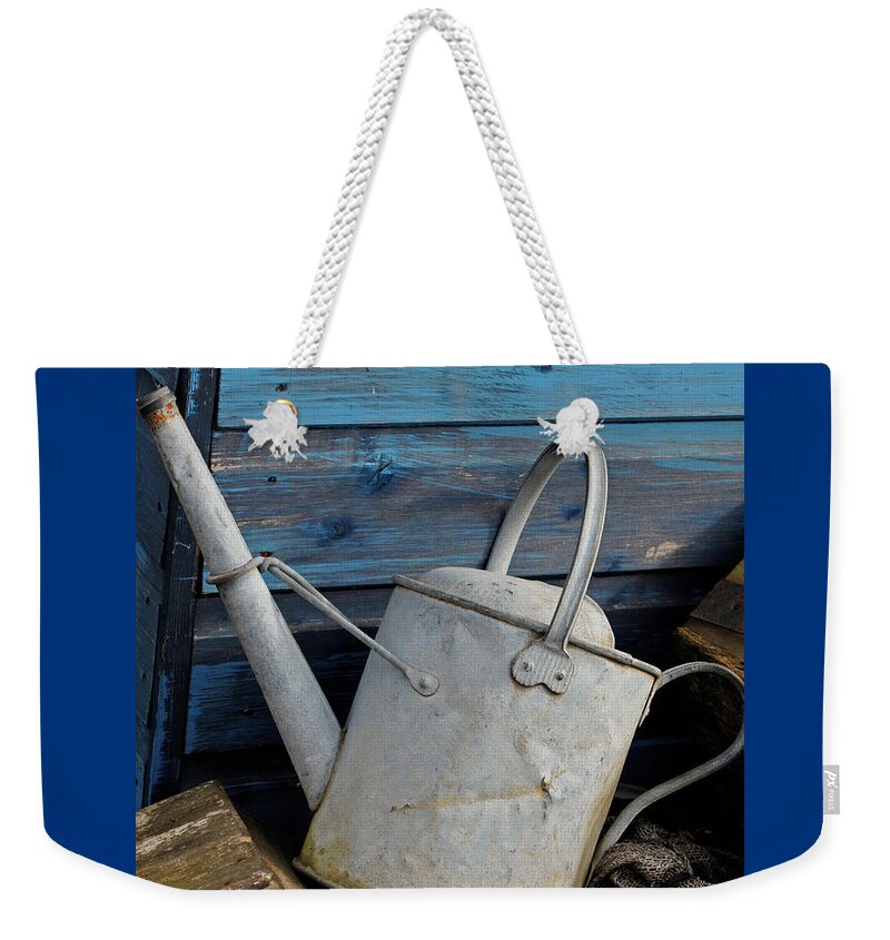 Can Weekender Tote Bag featuring the photograph Old vintage watering can by Severija Kirilovaite