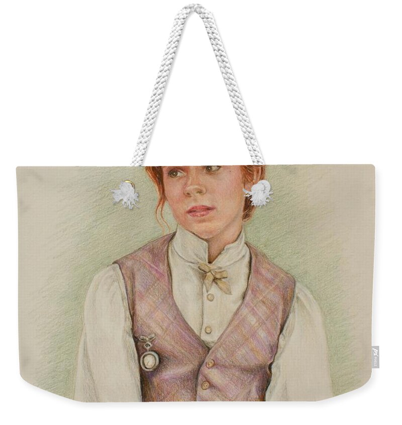 Anne Weekender Tote Bag featuring the drawing Older Anne by Christine Jepsen