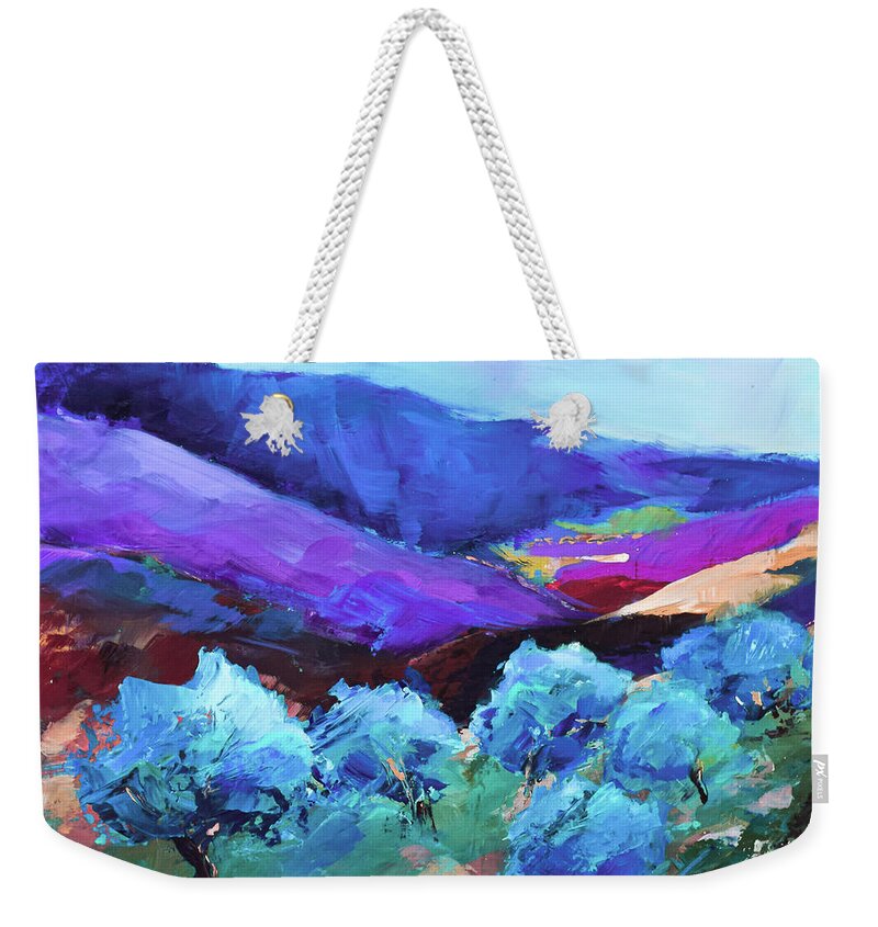 Olive Trees Weekender Tote Bag featuring the painting La colline aux oliviers by Elise Palmigiani