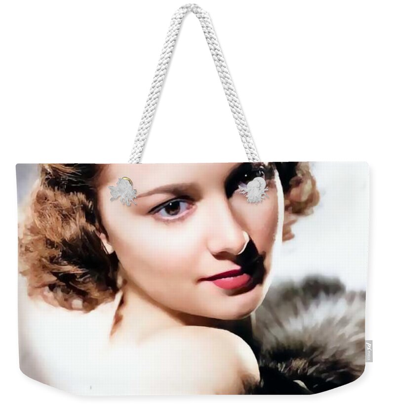 Olivia Dehavilland Weekender Tote Bag featuring the digital art Olivia DeHavilland by Chuck Staley