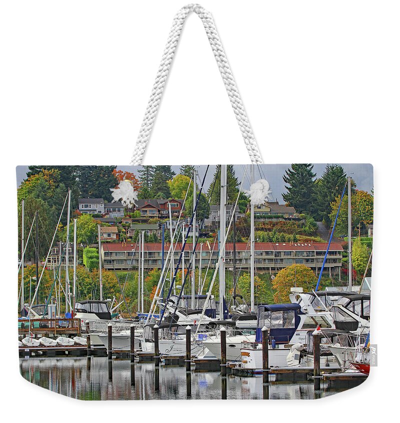Olympia Waterfront Weekender Tote Bag featuring the photograph Olympia Waterfront by Tom Janca