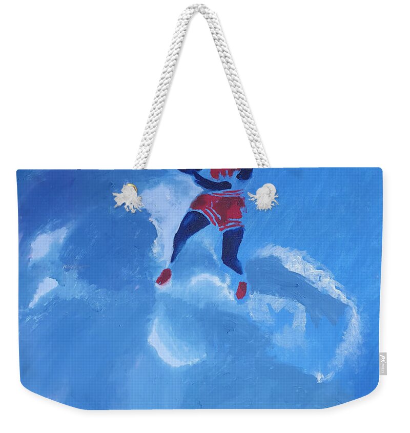 Michael Jordan Weekender Tote Bag featuring the painting Omaggio a Michael Jordan by Enrico Garff