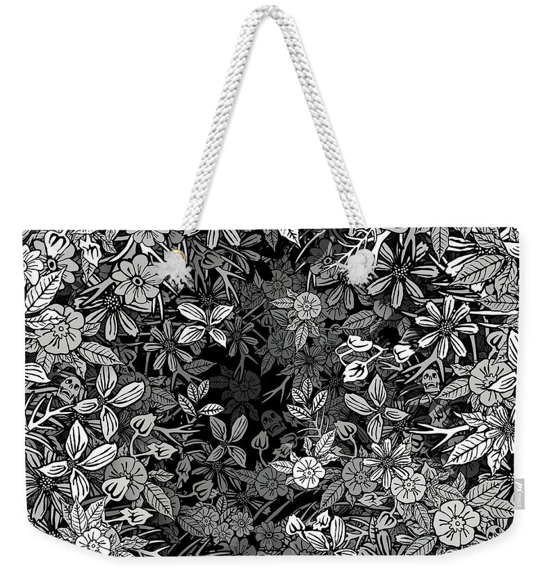 Black And White Weekender Tote Bag featuring the drawing On Cherchait by BFA Prints