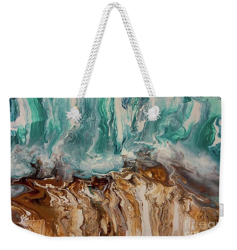 Ocean Weekender Tote Bag featuring the painting On the beach by Valerie Valentine