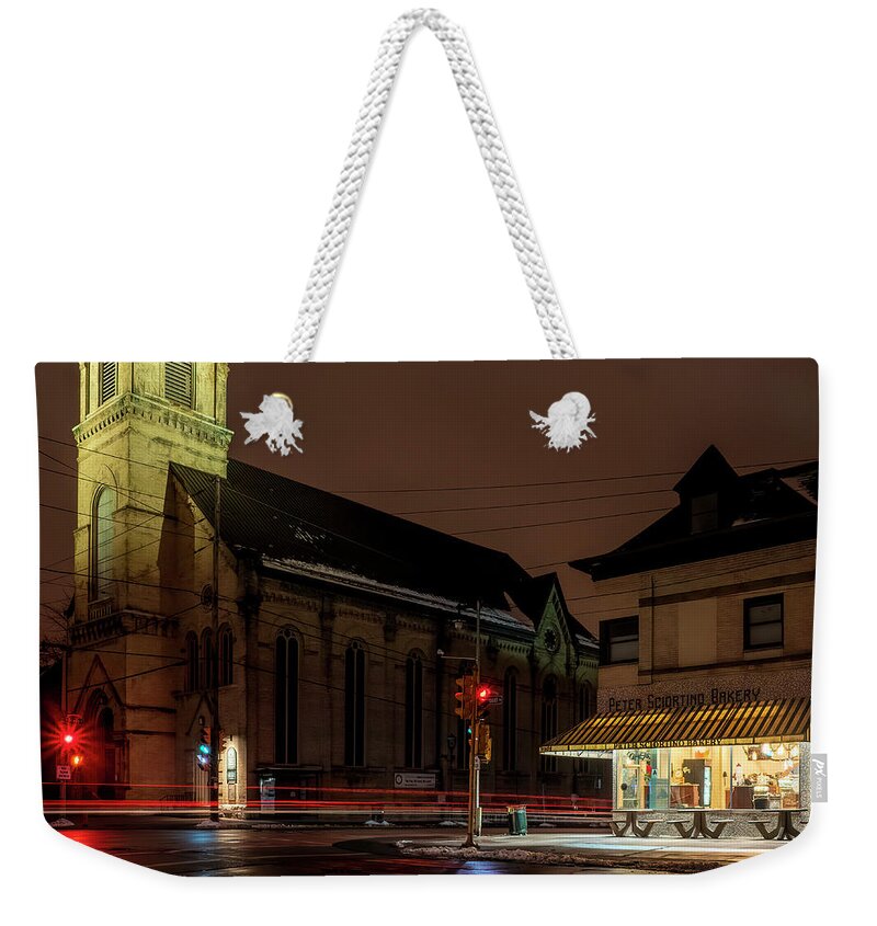 St. Hedwig Church Weekender Tote Bag featuring the photograph On the corner - Brady Street by Kristine Hinrichs