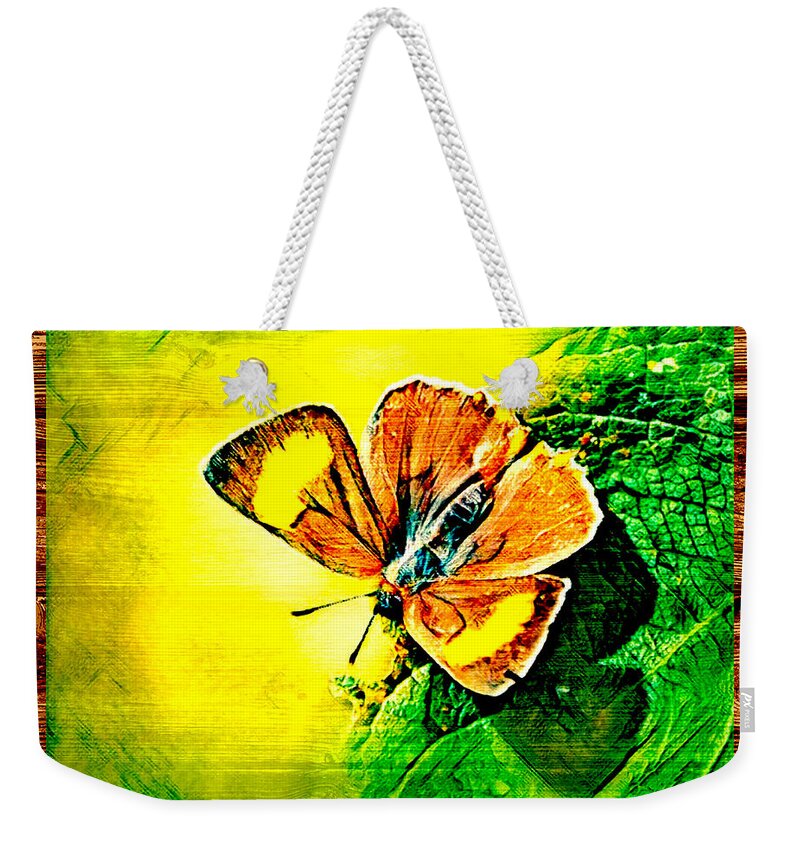 Wall Art Weekender Tote Bag featuring the digital art On The Leaf by Steven Parker