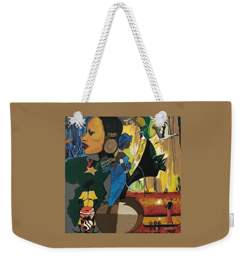 Black Art Weekender Tote Bag featuring the painting On the Mind by Charles Young