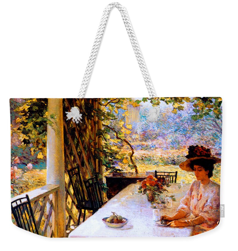Chadwick Weekender Tote Bag featuring the painting On the Porch 1908 by William H Chadwick