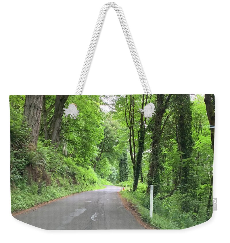 Trees. Tree Lined Road Weekender Tote Bag featuring the photograph On the Road by Juliette Becker