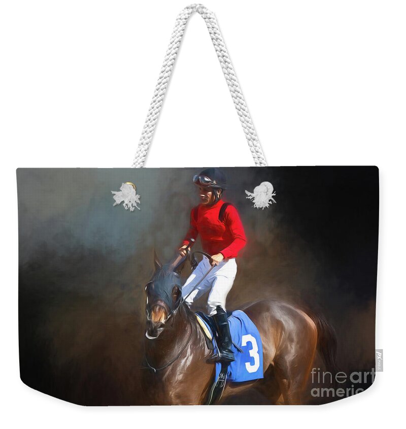 Gulfstream Weekender Tote Bag featuring the photograph On The Way To Winner's Circle by Ed Taylor