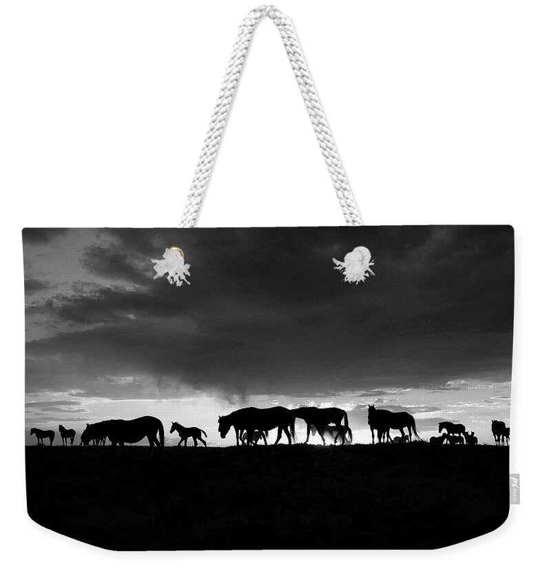 Black And White Weekender Tote Bag featuring the photograph Onaqui Silhouette by Dirk Johnson