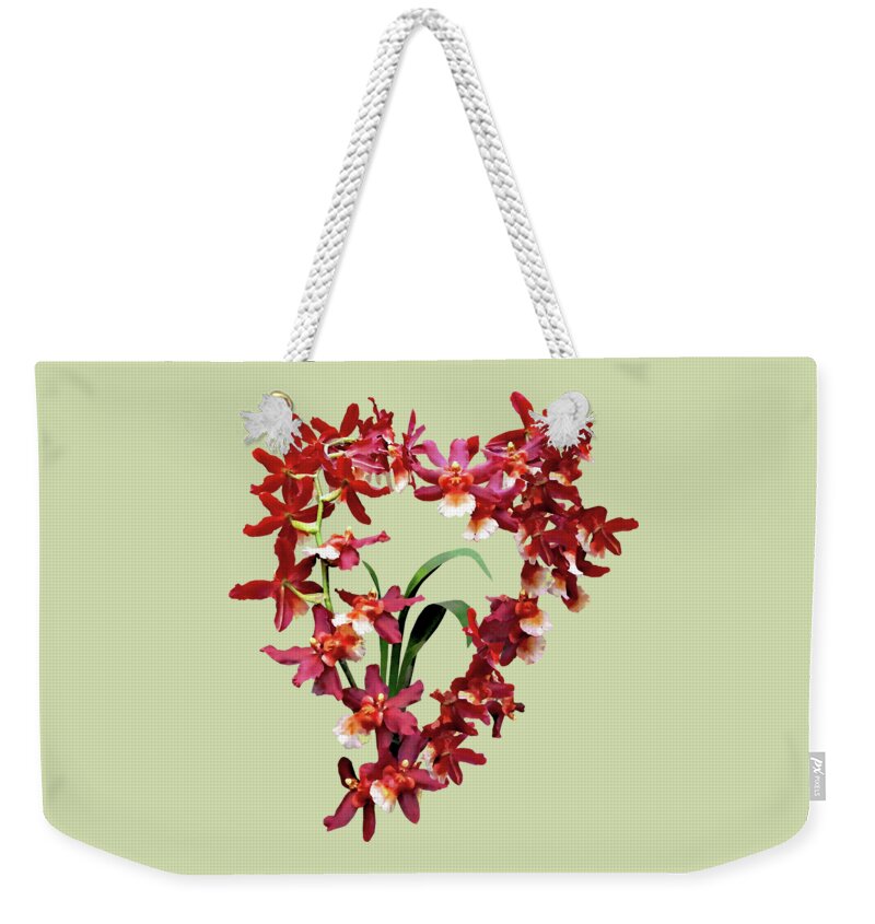 Orchid Weekender Tote Bag featuring the photograph Orchid - Oncostele Hilo Firecracker 'New Year' by Susan Savad