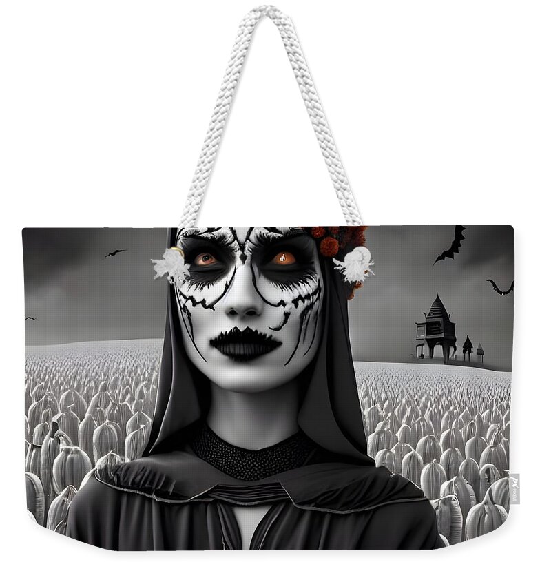 Digital Weekender Tote Bag featuring the digital art One Color Witch by Beverly Read