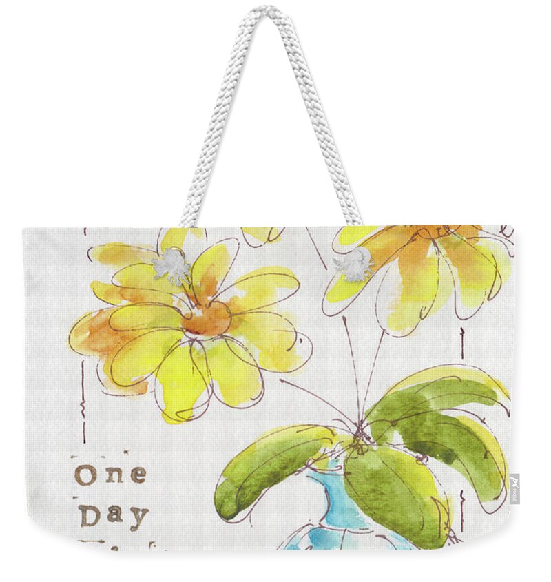 Impressionism Weekender Tote Bag featuring the painting One Day At A Time Yellow Daisies by Pat Katz