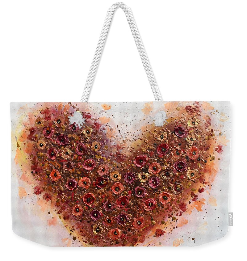 Heart Weekender Tote Bag featuring the painting One Love by Amanda Dagg