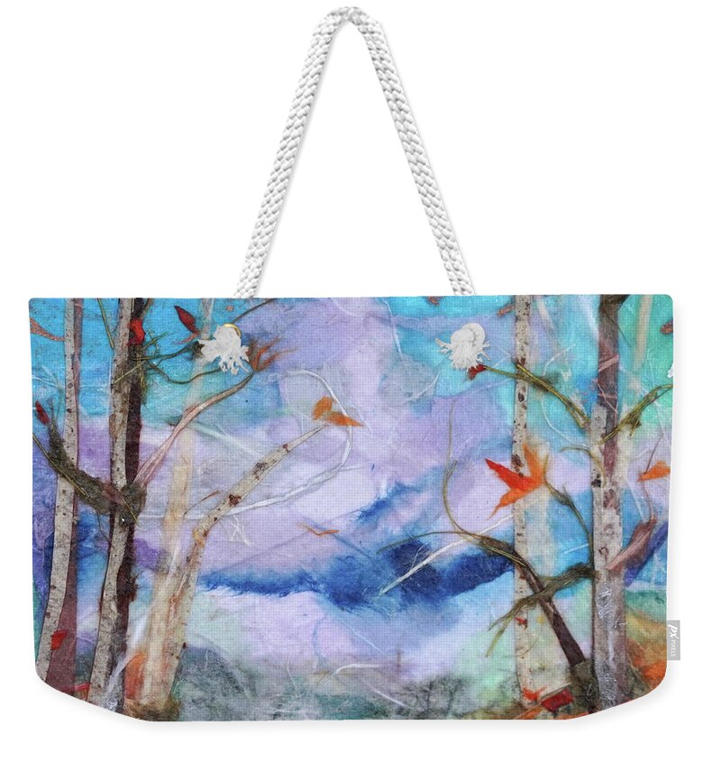 Collage Weekender Tote Bag featuring the mixed media Only Time by Christine Chin-Fook