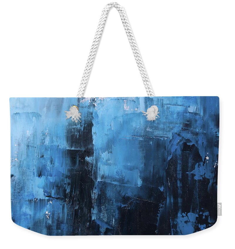Blue Weekender Tote Bag featuring the painting Open sea by Sv Bell
