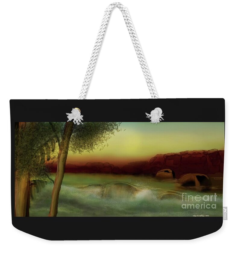 Beach Weekender Tote Bag featuring the digital art Open Your Mind, and You Will Find. by Julie Grimshaw