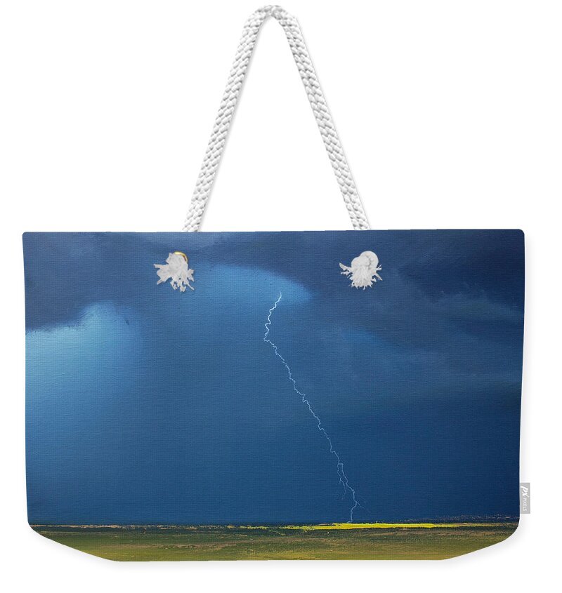 Derek Kaplan Weekender Tote Bag featuring the painting Opt.3.21 'Storm' by Derek Kaplan