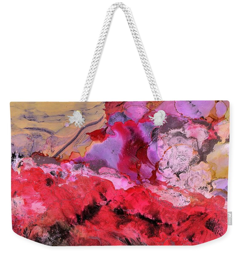 Bright Weekender Tote Bag featuring the painting Optical Confusion by Angela Marinari