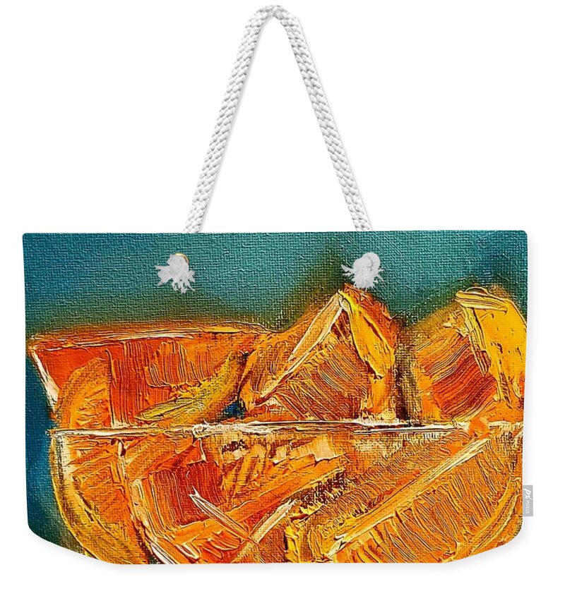 Oranges Weekender Tote Bag featuring the painting Orange A Delish by Lisa Kaiser