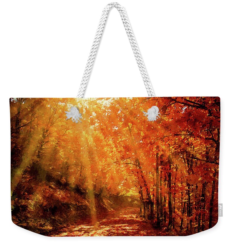 Fall Season Weekender Tote Bag featuring the digital art Orange Explosion by Dave Lee