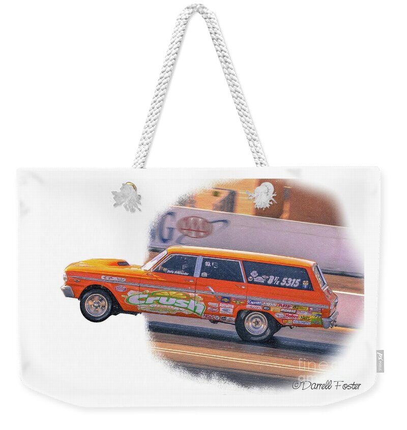 Orange Weekender Tote Bag featuring the drawing Orange leaping out by Darrell Foster