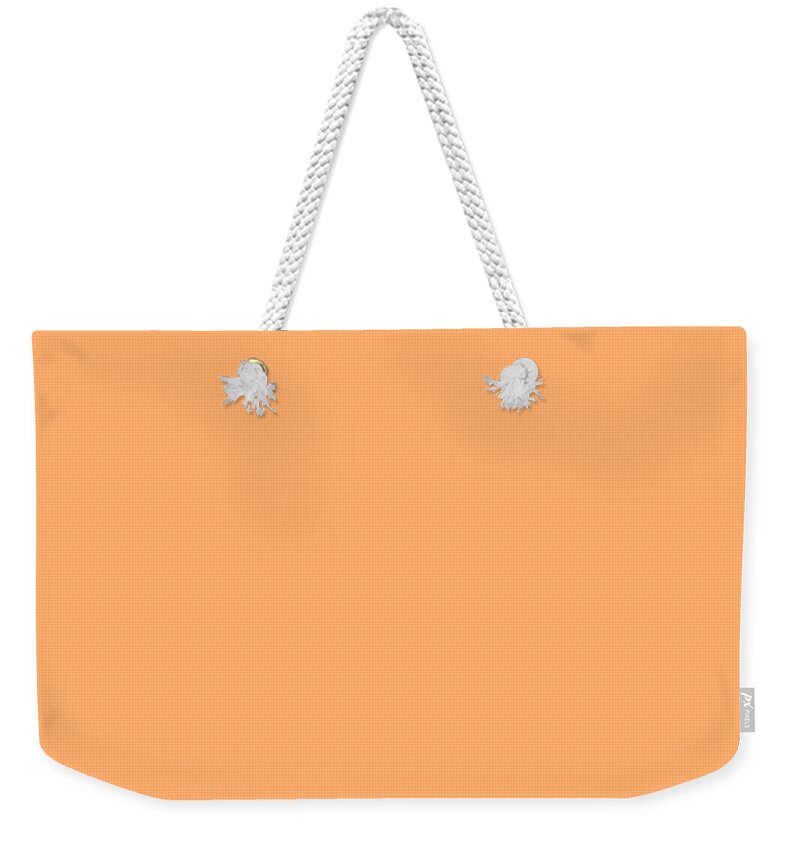 Orange Weekender Tote Bag featuring the digital art Orange Solid Color match for Love and Peace Design by Delynn Addams