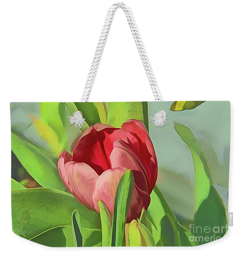 Tulips Weekender Tote Bag featuring the photograph Orange Tulip in Watercolor by Diana Mary Sharpton
