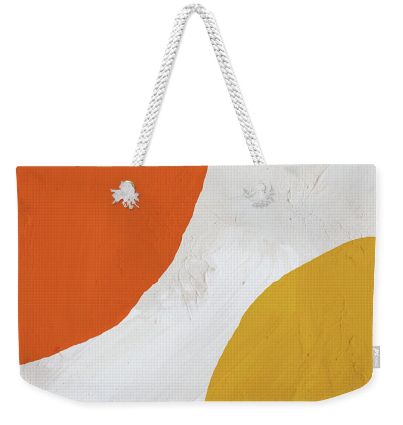 Abstract Painting Weekender Tote Bag featuring the painting Orange, Yellow And White by Abstract Art