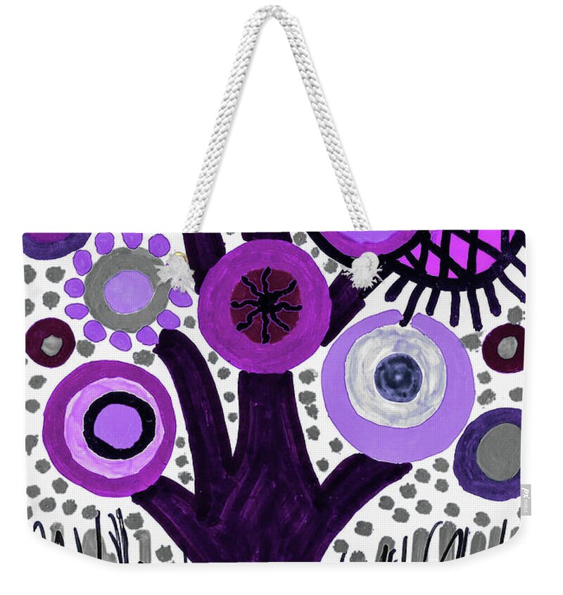 Original Drawing Weekender Tote Bag featuring the drawing Orbs Abound by Susan Schanerman