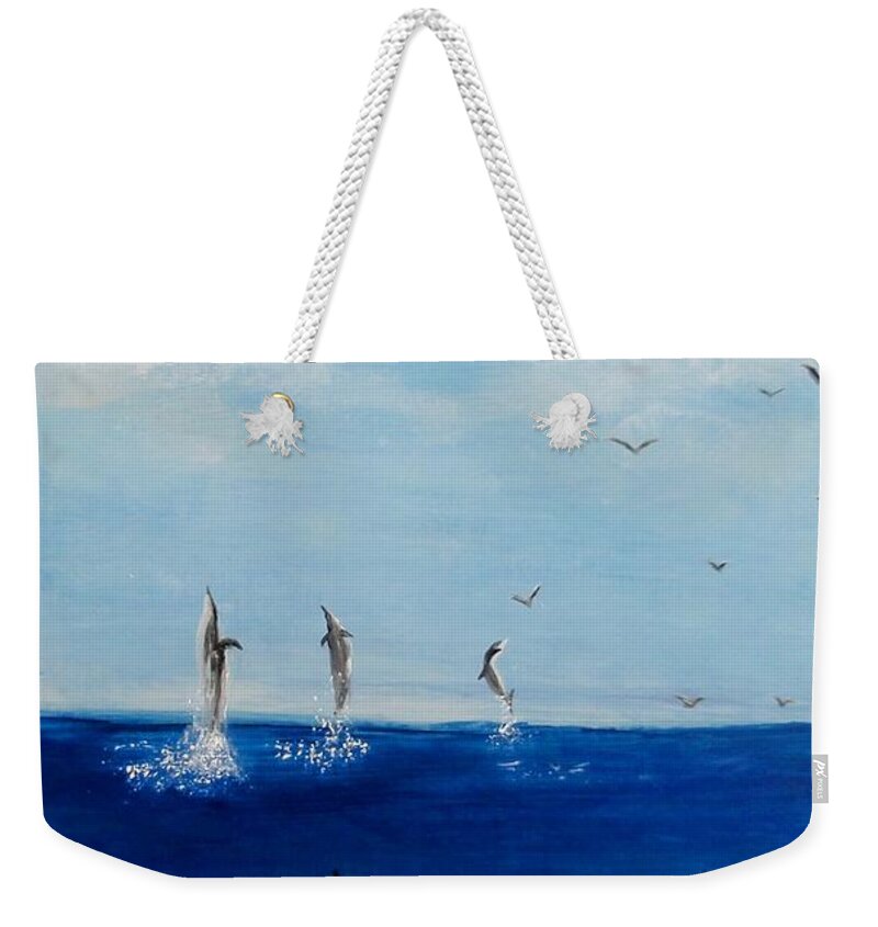 Whale Weekender Tote Bag featuring the painting Orca by Jamie Frier
