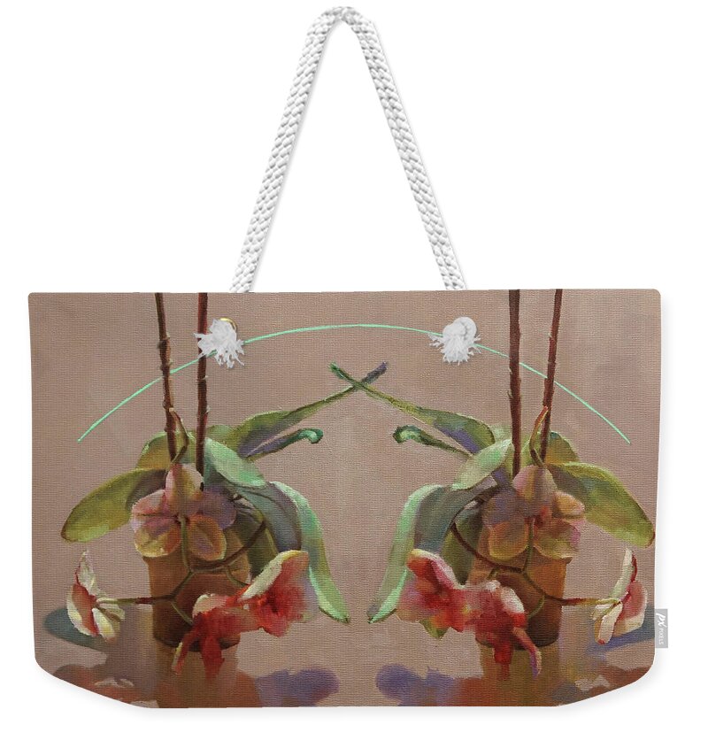 Orchids Weekender Tote Bag featuring the painting Orchid Duo by Cathy Locke