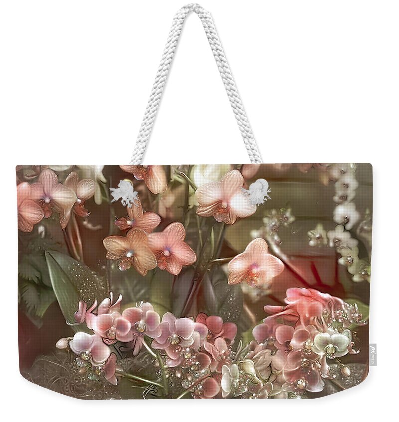 Orchid Weekender Tote Bag featuring the photograph Orchid Elegance by Debra Kewley