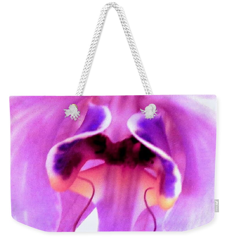 Orchid Weekender Tote Bag featuring the photograph Orchid-InnerSecrets by VIVA Anderson