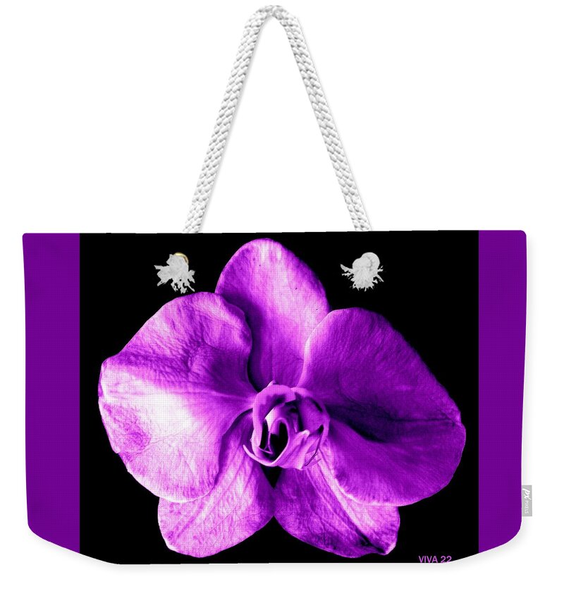 Orchid Weekender Tote Bag featuring the photograph Orchid - The Queen-Purple by VIVA Anderson