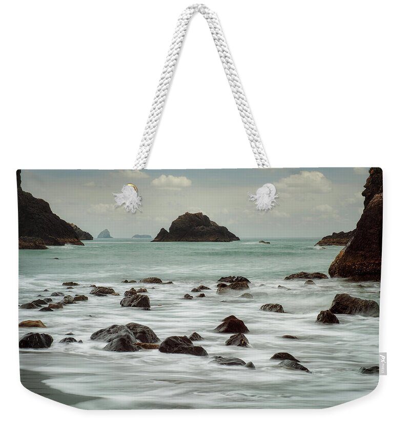 Oregon Weekender Tote Bag featuring the photograph Oregon Coast Waterscape by Nicole Young