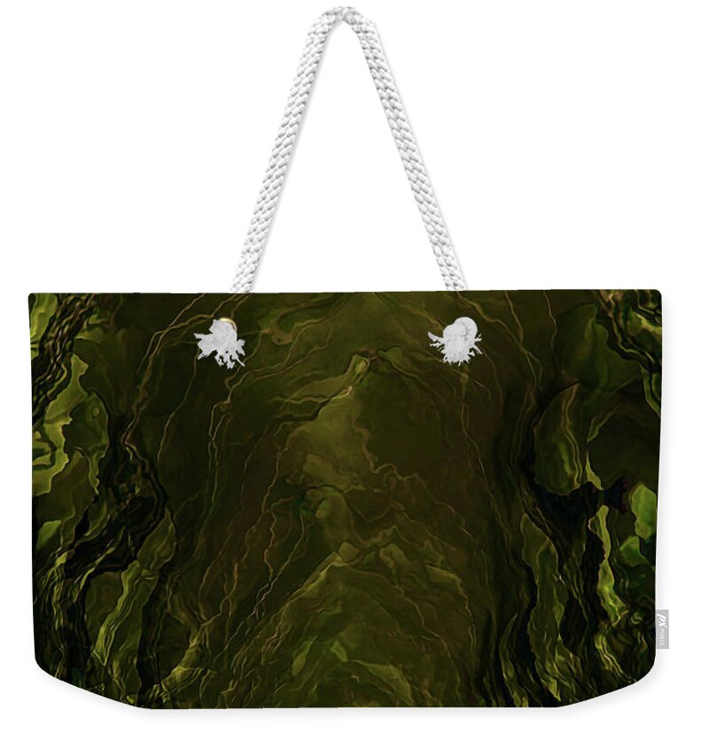 Natural Weekender Tote Bag featuring the digital art Organic Gothic in Greens by Neece Campione
