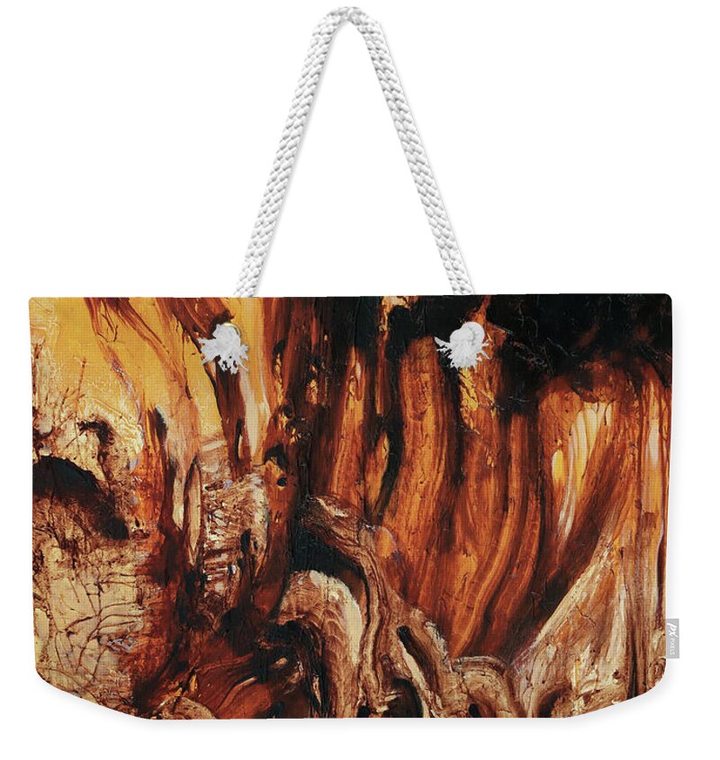 Nature Weekender Tote Bag featuring the painting Organic Heat by Sv Bell
