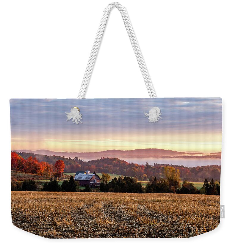 Fall Weekender Tote Bag featuring the photograph Irasburg Fall Wide Angle by Tim Kirchoff