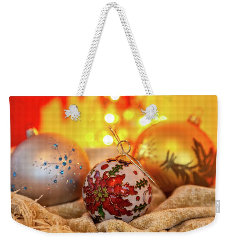 Christmas Weekender Tote Bag featuring the photograph Ornaments 2 by Jonathan Nguyen