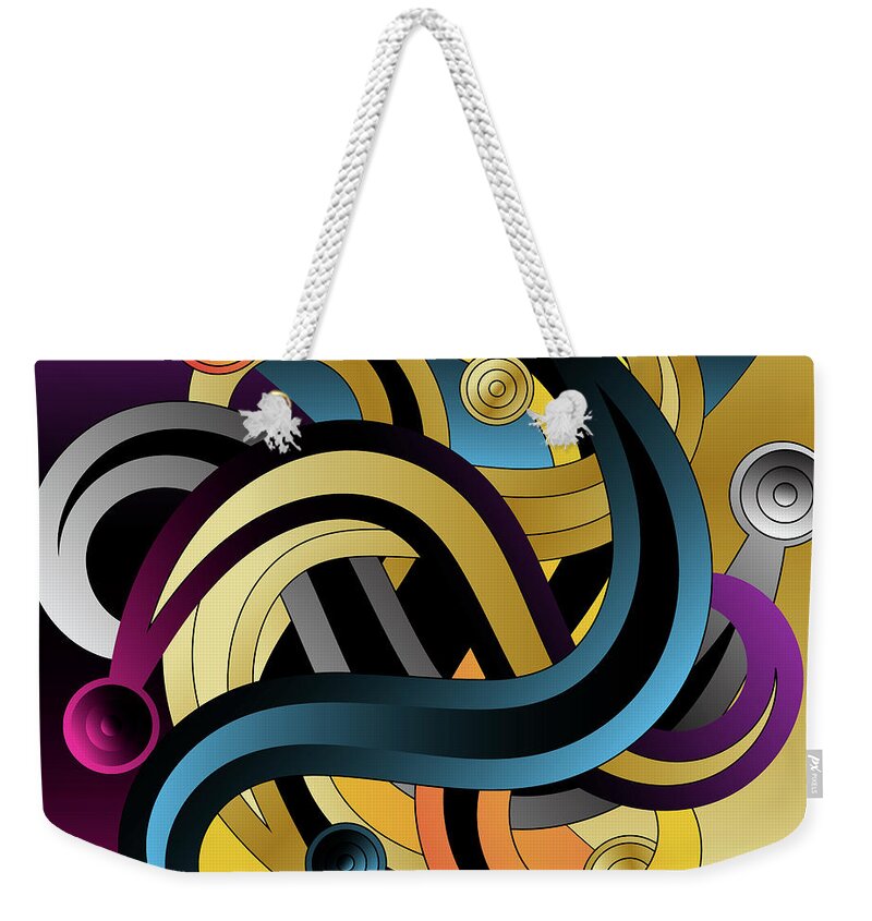 Graphic Abstract Weekender Tote Bag featuring the digital art Ornativo Vero Circulus No 4149 by Alan Bennington