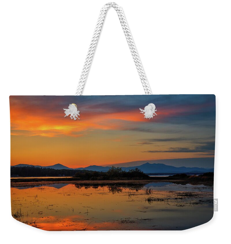 Nature Weekender Tote Bag featuring the photograph Ossipee Lake, New Hampshire Sunset by John Rowe