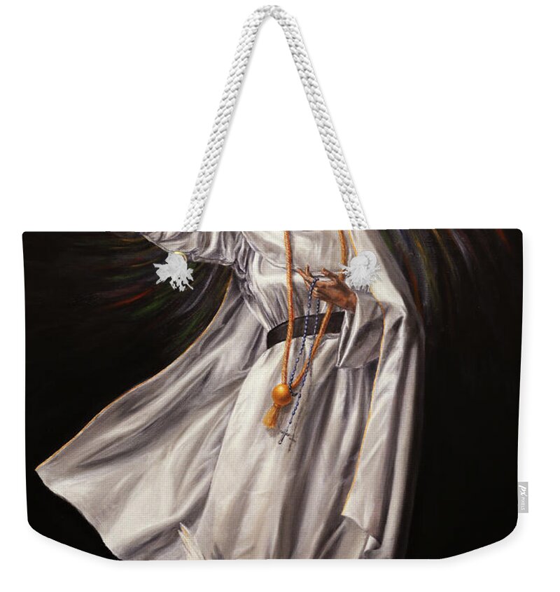 Mother Mary Weekender Tote Bag featuring the painting Our Lady of Faustina by Michael Ornido