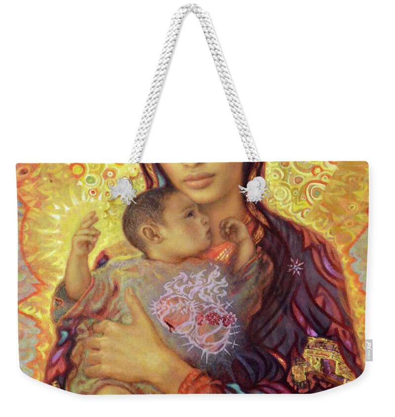 Our Lady Weekender Tote Bag featuring the painting Our Lady of Kibeho by Smith Catholic Art