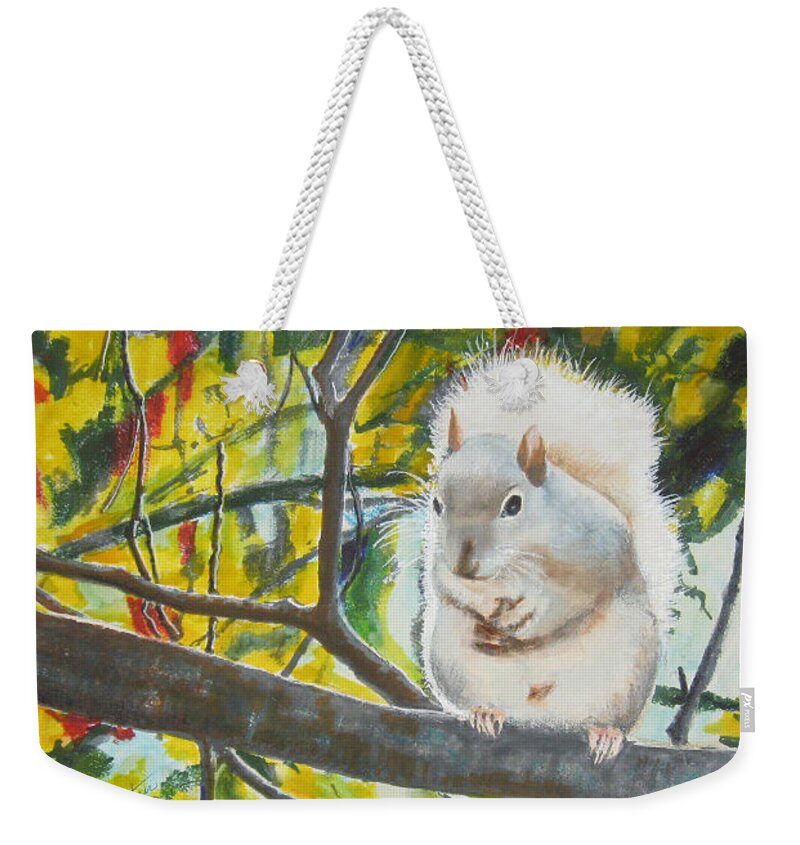 Animal Weekender Tote Bag featuring the painting Out on a limb by Bobby Walters