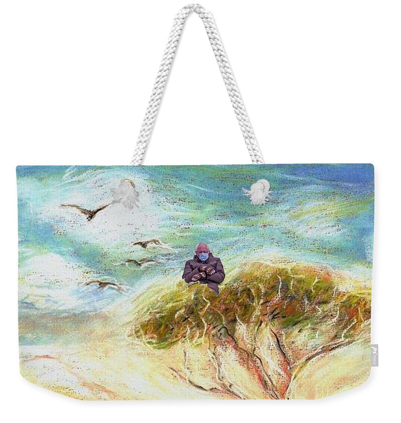 Bernie Sanders Meme Weekender Tote Bag featuring the mixed media Out On A Limb With Bernie by Denise F Fulmer