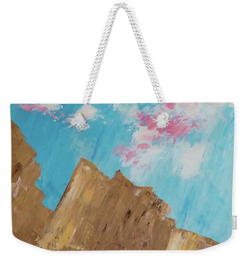 Mountains Weekender Tote Bag featuring the painting Outcroppings Somewhere by Ted Clifton