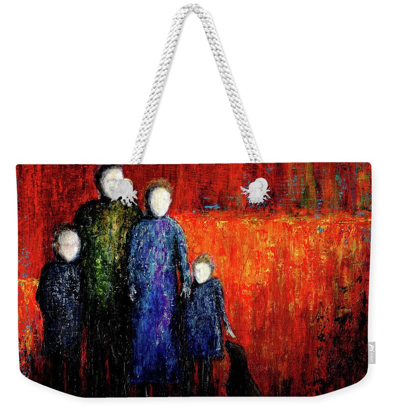 Over Weekender Tote Bag featuring the painting Over the Rainbow by Cindy Johnston